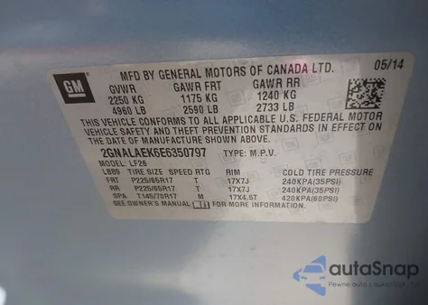 2014 Chevrolet Equinox Ls from USA, damaged, VIN 2GNALAEK6E6350797